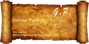 Gerey Patrik névjegykártya